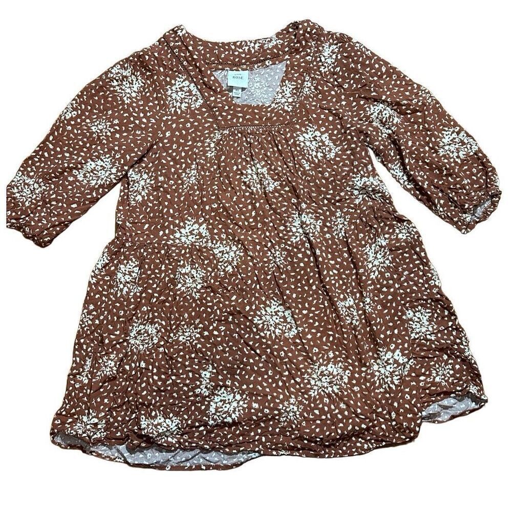 Knox Rose Floral‎ Boho Western Dress Rust Brown Cream Sz XL